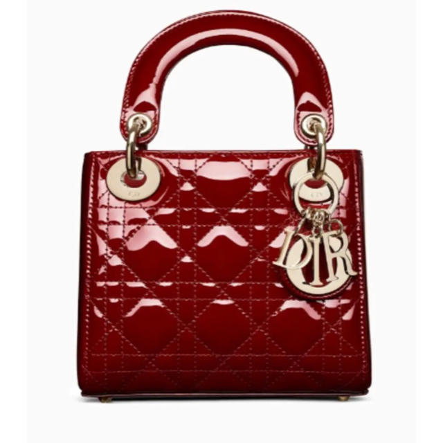 Dior(ディオール)の【新品】チェリーレッド カナージュ エナメルカーフレザー LADY DIOR レディースのバッグ(ハンドバッグ)の商品写真