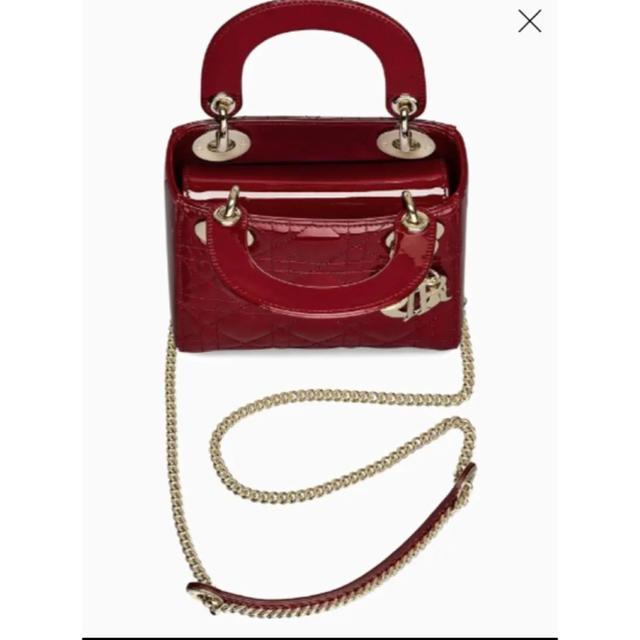 Dior(ディオール)の【新品】チェリーレッド カナージュ エナメルカーフレザー LADY DIOR レディースのバッグ(ハンドバッグ)の商品写真