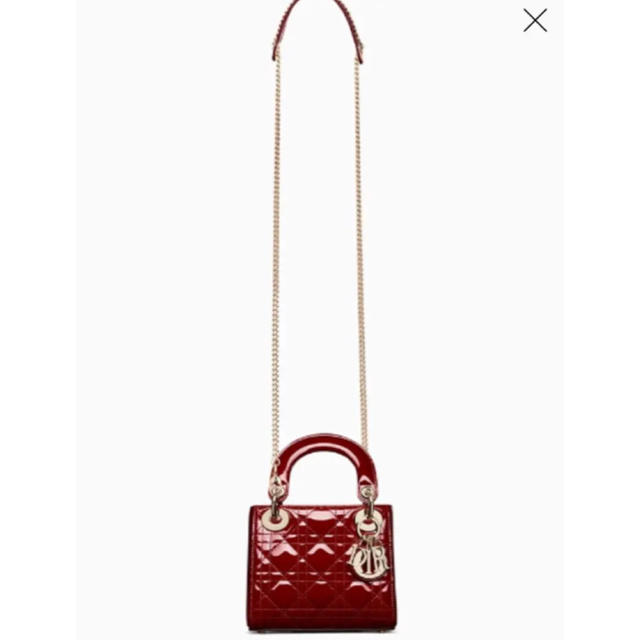 Dior(ディオール)の【新品】チェリーレッド カナージュ エナメルカーフレザー LADY DIOR レディースのバッグ(ハンドバッグ)の商品写真