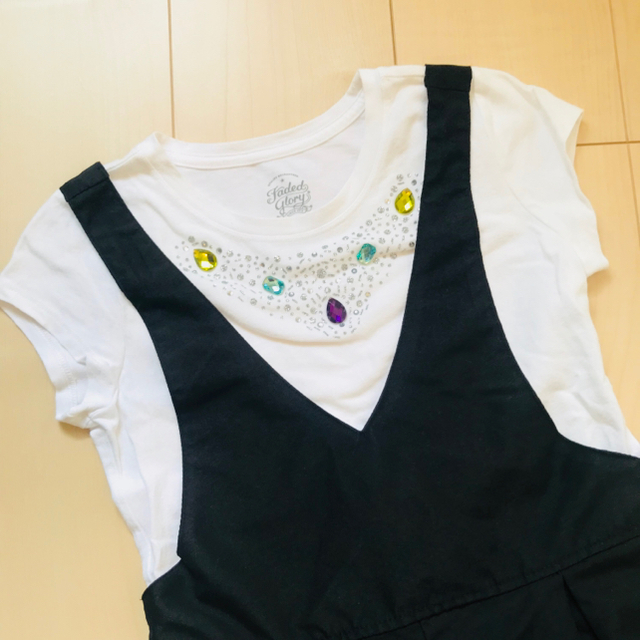 子供服女の子 Tシャツサロペットセット  まとめ売り キッズ/ベビー/マタニティのキッズ服女の子用(90cm~)(ワンピース)の商品写真