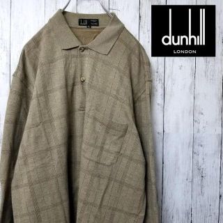 ダンヒル(Dunhill)の【定番】ダンヒル 長袖ポロシャツ XLサイズ 刺繍 ストライプ(ポロシャツ)