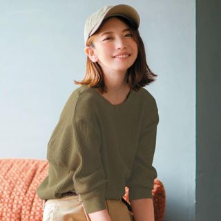 ユニクロ(UNIQLO)のたま様専用☆送料込み！ワッフルクルーネックT 7部丈 ベージュ(Tシャツ(長袖/七分))