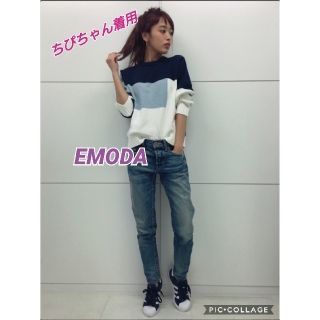 エモダ(EMODA)の値下げ！ちぴちゃん愛用EMODA BLOCK DENIM KNIT ニット(ニット/セーター)