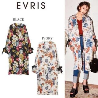 エヴリス(EVRIS)のエヴリス♡フラワーサテンロングシャツワンピース新品未使用タグつき(シャツ/ブラウス(長袖/七分))