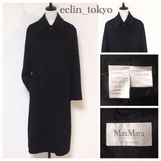 マックスマーラ(Max Mara)のマックスマーラ カシミア100% ステンカラー コート 黒 38 E555(ロングコート)