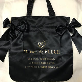 メゾンドフルール(Maison de FLEUR)のMaison de FLEUR メゾンドフルール ダブルリボントートバッグ 黒(トートバッグ)