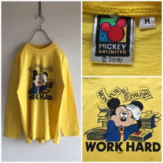 ディズニー(Disney)の希少デザイン デッドストック 90s ミッキーマウス ロングTシャツ M(Tシャツ(長袖/七分))