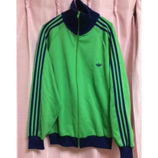 アディダス(adidas)のジャージ上 緑 ライン紺 三本線(ジャージ)