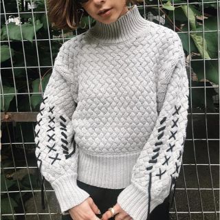 アメリヴィンテージ(Ameri VINTAGE)のRiaさま専用！AMERI WAFER SHORT KNIT ライトグレー(ニット/セーター)