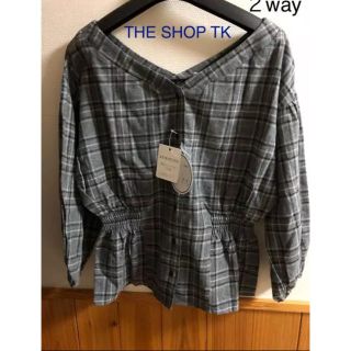 ザショップティーケー(THE SHOP TK)の新品 THE SHOP TK ２way ネルチェック/ウエストギャザーブラウス(シャツ/ブラウス(長袖/七分))