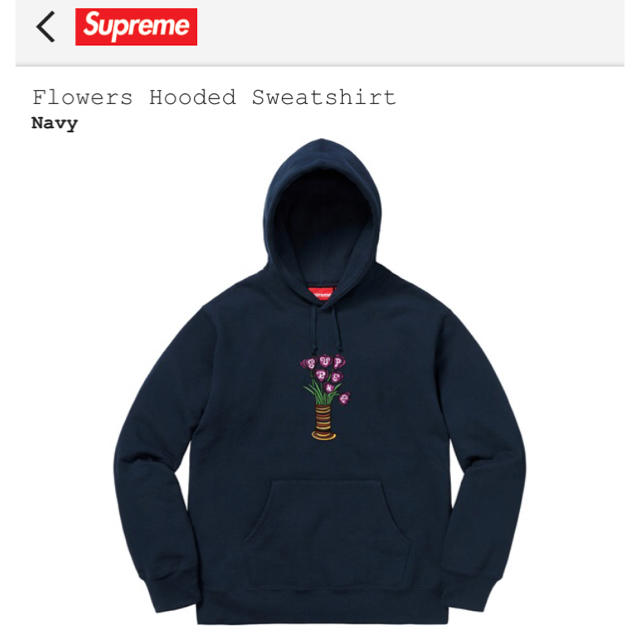 値下げ交渉可 supreme Flowers Hooded SweatshirtNavySIZE