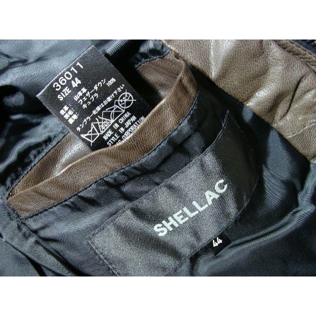 SHELLAC(シェラック)のSHELLACシェラック山羊皮革ゴートN-2Bレザーダウンジャケット中綿ブルゾン メンズのジャケット/アウター(ダウンジャケット)の商品写真