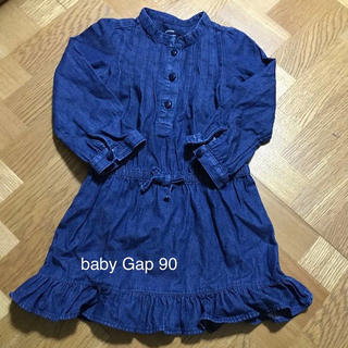 ベビーギャップ(babyGAP)の【baby Gap サイズ90】デニムのフリル付きワンピース(ワンピース)