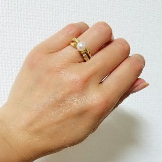 ミキモト(MIKIMOTO)のにゃんこ日和さま ミキモト MIKIMOTO K18 バール リング(リング(指輪))