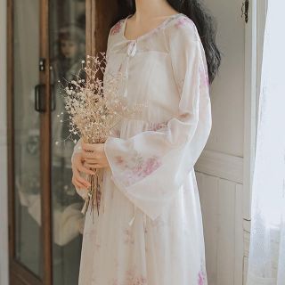 花柄シースルーワンピース(ロングワンピース/マキシワンピース)