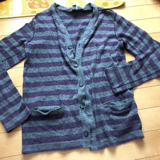 ZARA KIDS(ザラキッズ)のお値下げ！ザラボーダーニットカーディガン140 キッズ/ベビー/マタニティのキッズ服男の子用(90cm~)(カーディガン)の商品写真