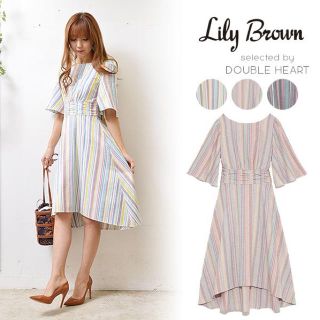 リリーブラウン(Lily Brown)のリリーブラウンLily Brown マルチストライプアシメワンピース (ひざ丈ワンピース)