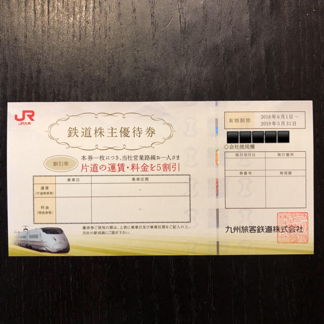 JR(ジェイアール)のJR九州 株主優待券 チケットの乗車券/交通券(鉄道乗車券)の商品写真