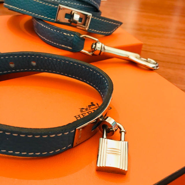 Hermes(エルメス)のエルメス リード ブルージーン  美品 ハンドメイドのペット(リード/首輪)の商品写真