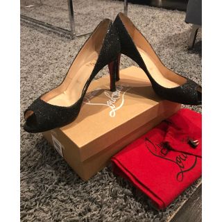 クリスチャンルブタン(Christian Louboutin)のルブタン オープン パンプス ラメ 黒(ハイヒール/パンプス)