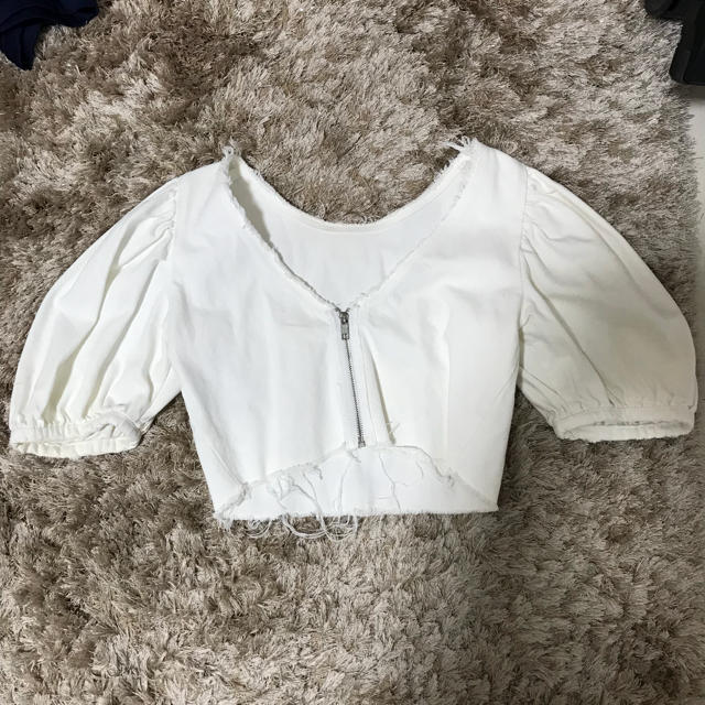 ZARA(ザラ)のZARA 背中あき白デニムトップス レディースのトップス(カットソー(長袖/七分))の商品写真