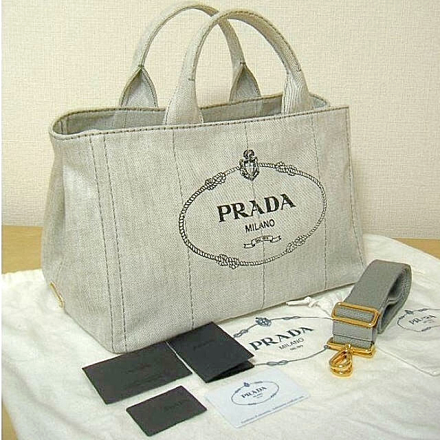 本物の PRADA - Ｍ♡ ビアンコ カナパ プラダ 超美品 トートバッグ