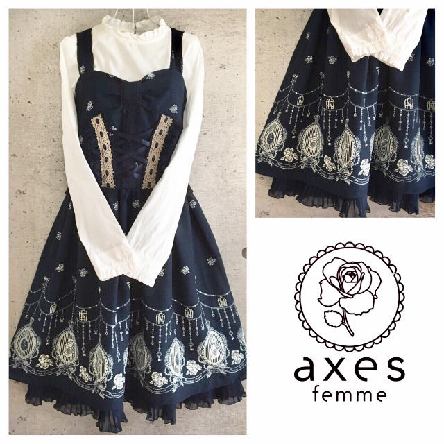 axes femme(アクシーズファム)の【ROSE様専用ページ】axes femme 編み上げ リボン フリル ワンピ レディースのワンピース(ひざ丈ワンピース)の商品写真