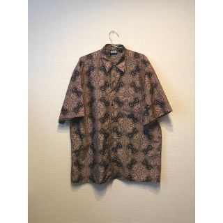 サンシー(SUNSEA)の柄シャツ 半袖 古着 総柄 オーバーサイズ ドロップショルダー 五分丈(シャツ)