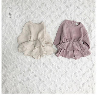 ベビーギャップ(babyGAP)のフリルロンパース 新品80 韓国子供服(ロンパース)