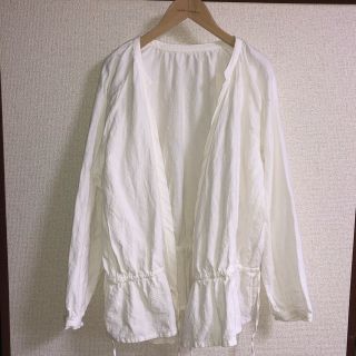 ネストローブ(nest Robe)の【美品】nest Robe✩ショート丈カシュクール✩ホワイト(ノーカラージャケット)