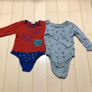 オールドネイビー(Old Navy)の長袖 ロンパース 2枚セット 12-18M 80cm(ロンパース)