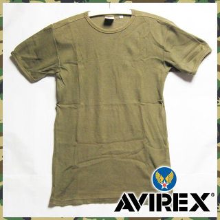 アヴィレックス(AVIREX)のAVIREX リブ素材 クルーネックデイリーTシャツ オリーブグリーン(Tシャツ/カットソー(半袖/袖なし))