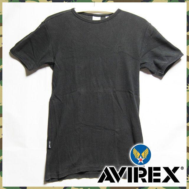 AVIREX(アヴィレックス)のAVIREX リブ素材 クルーネックデイリーTシャツ ブラック Mサイズ メンズのトップス(Tシャツ/カットソー(半袖/袖なし))の商品写真