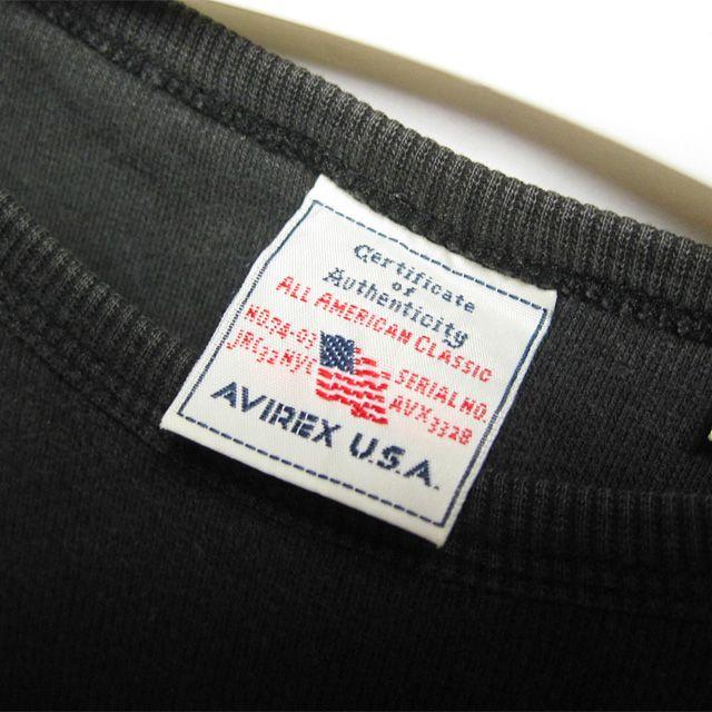 AVIREX(アヴィレックス)のAVIREX リブ素材 クルーネックデイリーTシャツ ブラック Mサイズ メンズのトップス(Tシャツ/カットソー(半袖/袖なし))の商品写真
