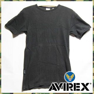 アヴィレックス(AVIREX)のAVIREX リブ素材 クルーネックデイリーTシャツ ブラック Mサイズ(Tシャツ/カットソー(半袖/袖なし))