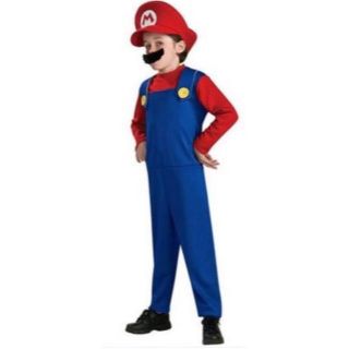 マリオ 子供 L 身長135〜145 衣装 コスプレ ハロウィン クリスマス (衣装一式)