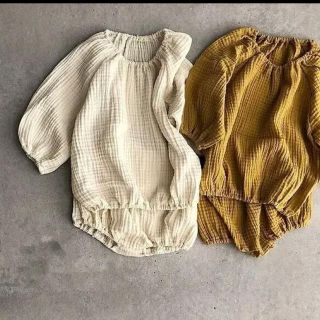 ザラキッズ(ZARA KIDS)のリネン長袖 2ピースセットアップ(ロンパース)