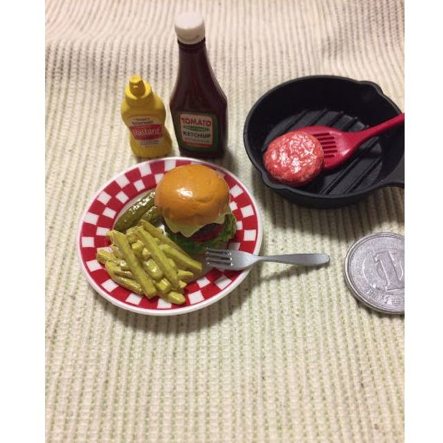ミニ食品サンプル　アメリカンダイナー　ハンバーガー ハンドメイドのおもちゃ(ミニチュア)の商品写真