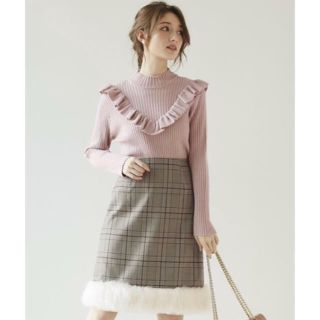 トッコ(tocco)のtocco♡グレンチェックファー付スカート(ひざ丈スカート)