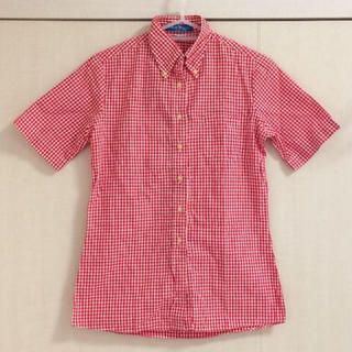 SILK ROAD 三越購入 ギンガムチェックシャツ 半袖 赤チェック M(シャツ/ブラウス(長袖/七分))