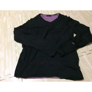 ジュンメン(JUNMEN)の長袖カットソー 黒ニットと紫カットソーの重ね着(Tシャツ/カットソー(七分/長袖))