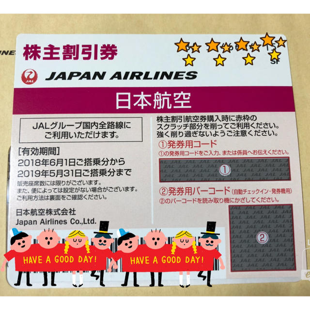 JAL 日本航空 株主割引券 １枚乗車券/交通券
