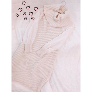 スナイデル(SNIDEL)の美品♪スナイデル タートルシースルーニットワンピース ベージュ♡(ひざ丈ワンピース)