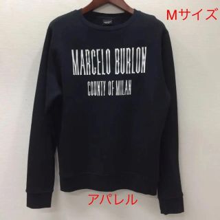 マルセロブロン(MARCELO BURLON)の新品正規品 Mサイズ MARCELO BURLON ロゴプリント スウェット 黒(スウェット)