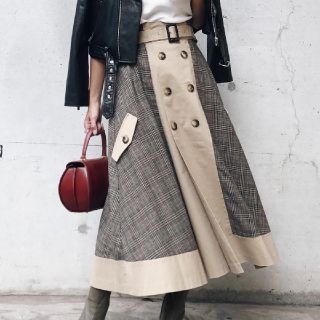 アメリヴィンテージ(Ameri VINTAGE)のCHECK TRENCH SKIRT大人気(ロングスカート)