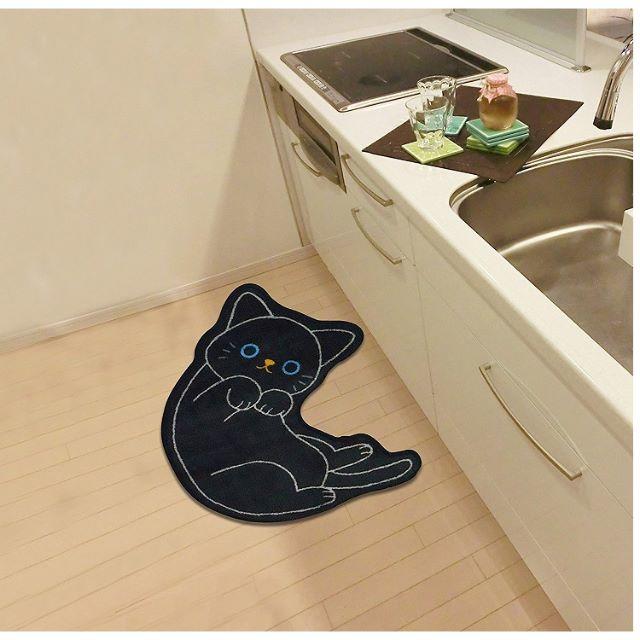 ねこのトイレマット　クロ インテリア/住まい/日用品のラグ/カーペット/マット(トイレマット)の商品写真