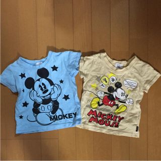 ディズニー(Disney)のミッキー Tシャツ2枚セット 80cm 90cm 綿100% ディズニー(Ｔシャツ)