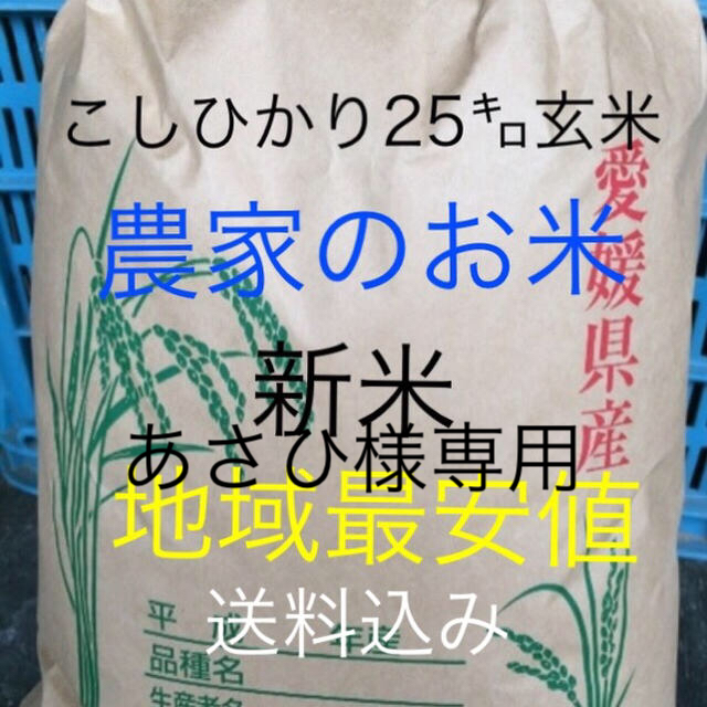 玄米　渡部家の新米こしひかり　産地直送　米/穀物　25㎏　糠