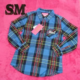 ロニィ(RONI)の新品●RONI●チェック長袖シャツ●SM●ブルー(Tシャツ/カットソー)