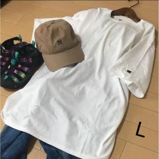 チャンピオン(Champion)の《新品》チャンピオン ビックシルエット 半袖 Tシャツ ロング丈 L ホワイト(Tシャツ(半袖/袖なし))